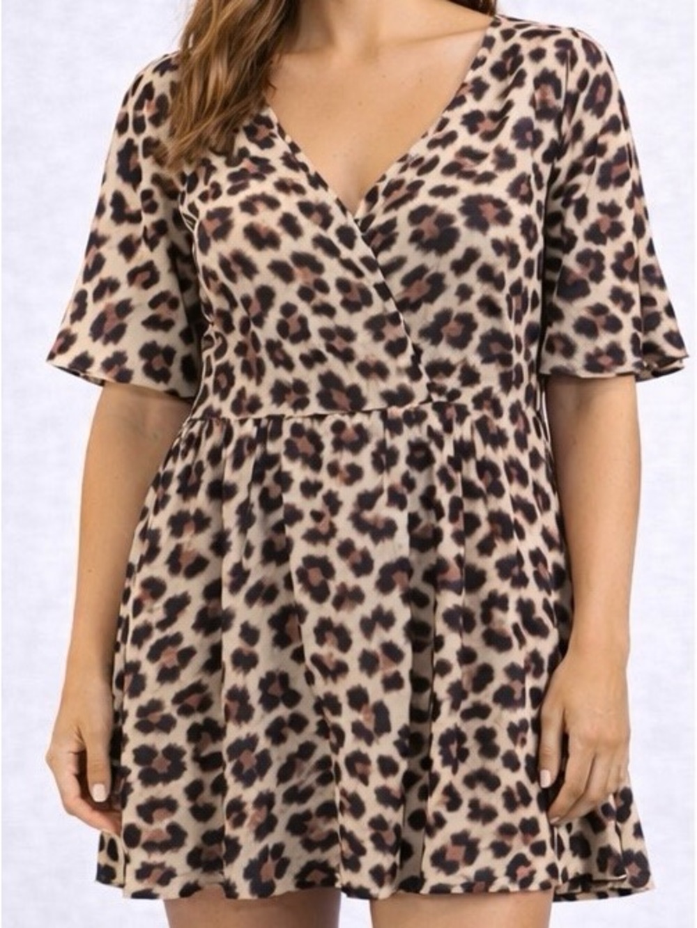 Women’s Plus Size Leopard Print V-Neck Dress - Size 4X